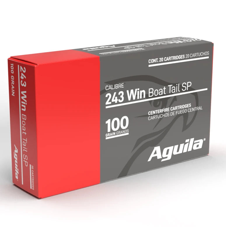 Aguila .243 Winchester 100-Grain InterLock Boat Tail Soft Point Ammunition, 20 Rounds per Box (10 Boxes per Case)