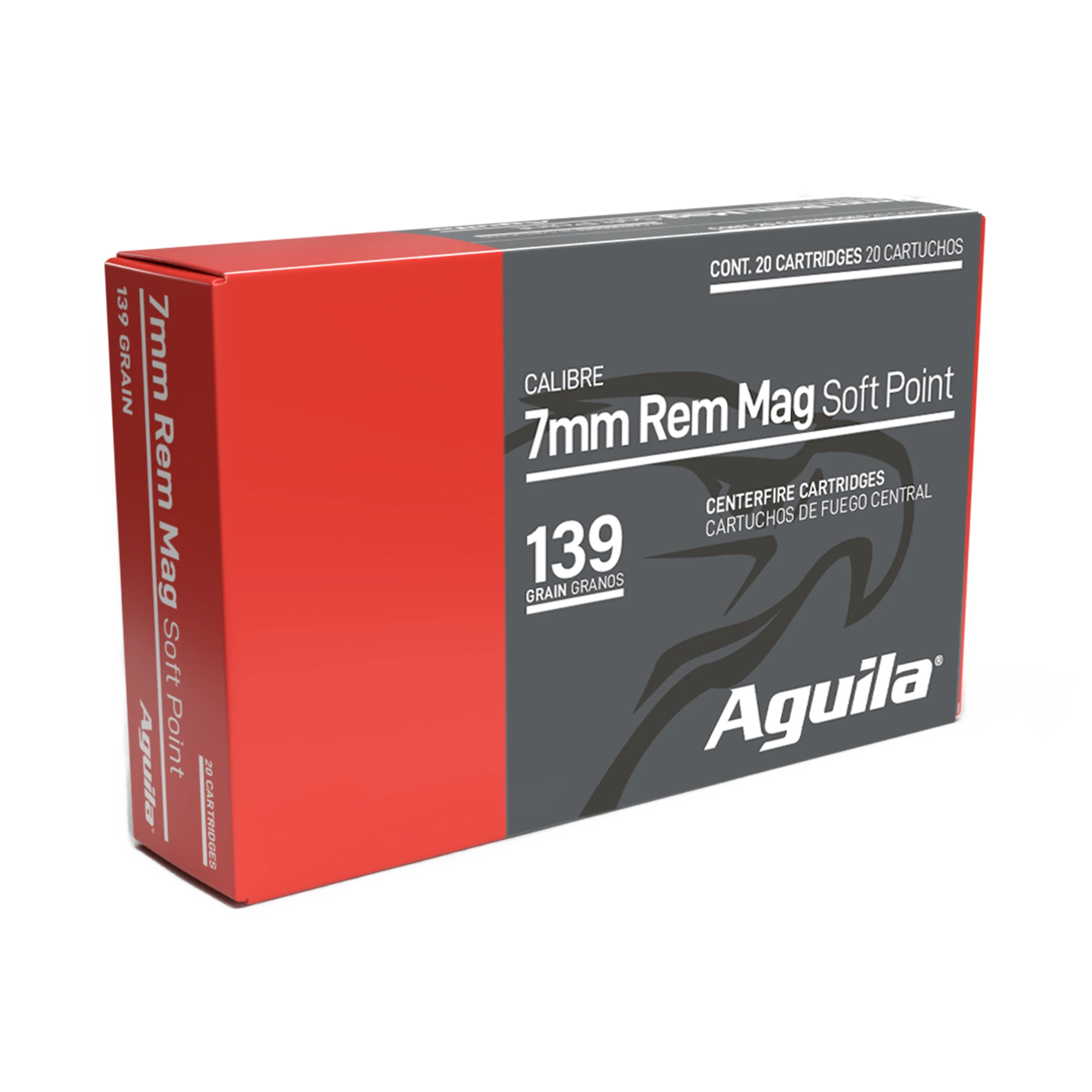 Aguila 7mm Rem Mag 139-Grain InterLock Boat Tail Soft Point Ammo, 20 Rounds per Box, 10 Boxes per Case