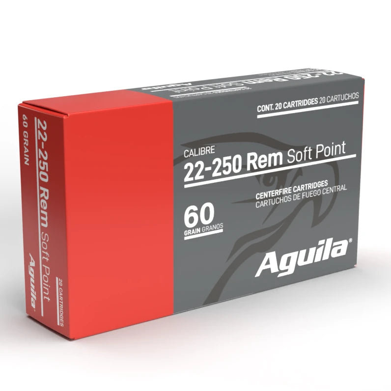 Aguila .22-250 Remington 60-Grain InterLock Boat Tail Soft Point Ammunition - 20 Rounds per Box, 10 Boxes per Case