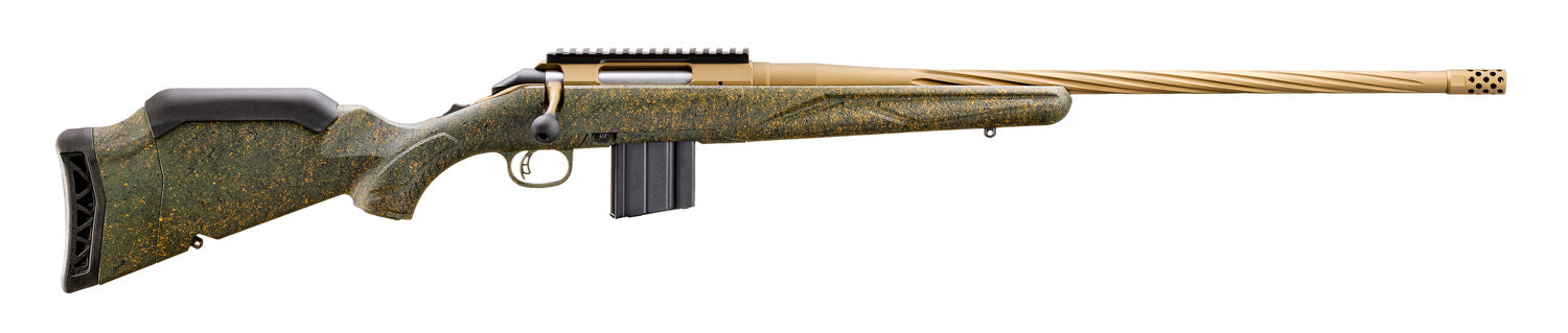 Ruger American G2 Predator Bolt-Action Rifle in 6.5 Grendel with 22-Inch Spiral Barrel, Green Synthetic Stock, and Bronze Finish
