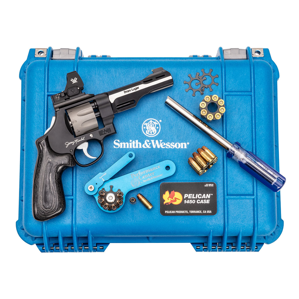 Smith & Wesson Model 327 WR Jerry Miculek 9mm Revolver with Vortex Red Dot, 5-inch Ported Barrel, Scandium Frame