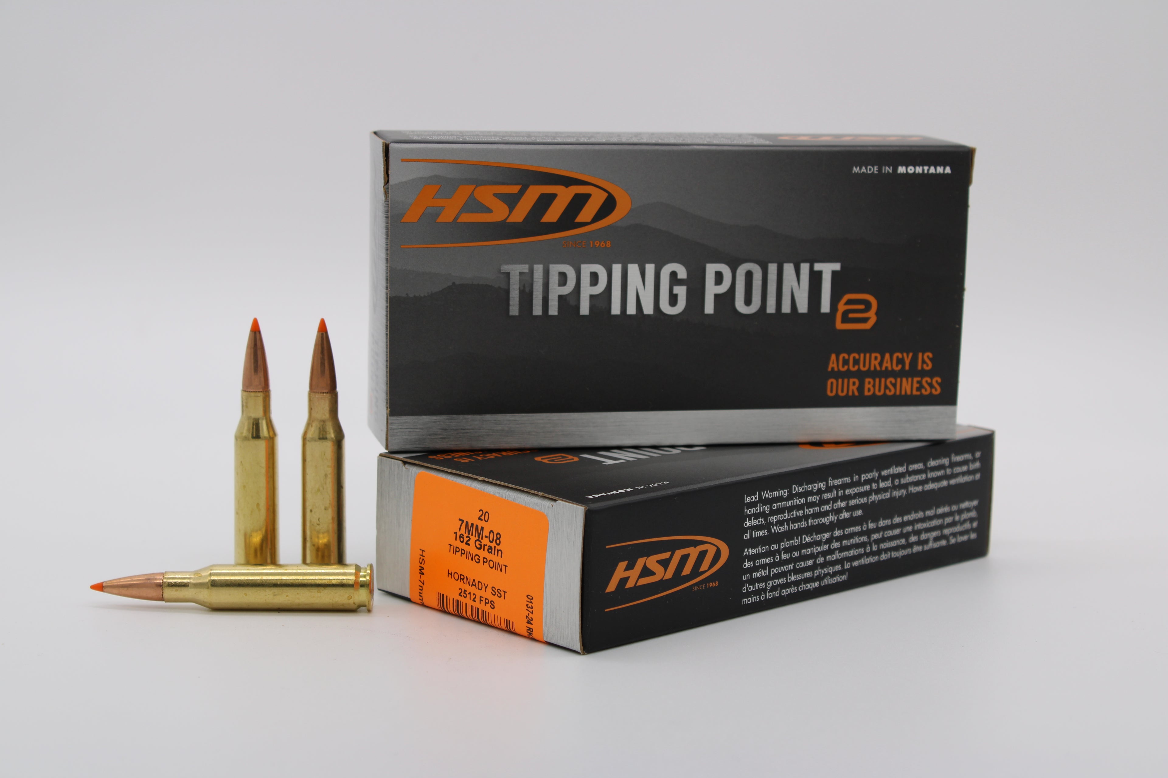 HSM Ammunition 7mm-08 Remington 162 Grain Hornady SST Bullet, 20 Rounds per Box, 25 Boxes per Case