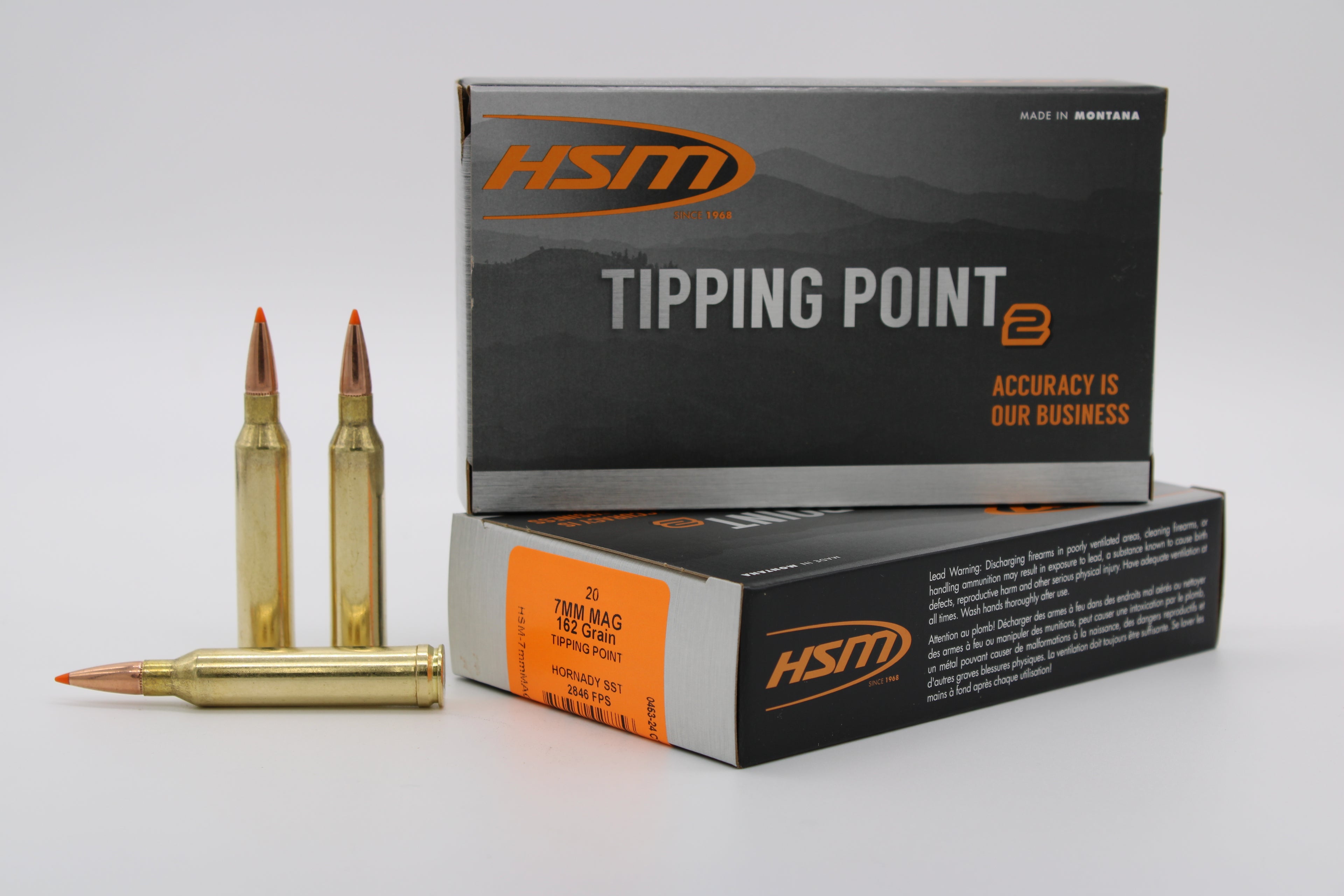 HSM 7MMMAG-27-N Ammunition - 7mm Rem Mag 162-Grain Tipping Point, 20 Rounds per Box