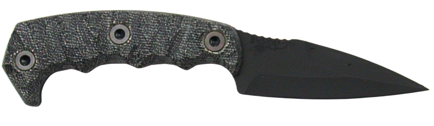 Half Face Blades HUMINT 3-Inch Blade with 8-Inch Overall Length, CPM S45VN Steel, Armor Black Finish, and Gray Micarta Grip