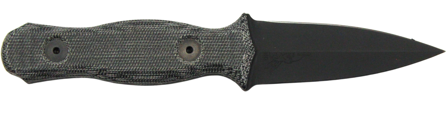 Half Face Blades Trident Dagger 3-Inch Blade with Gry Micarta Grip and Armor Black Finish