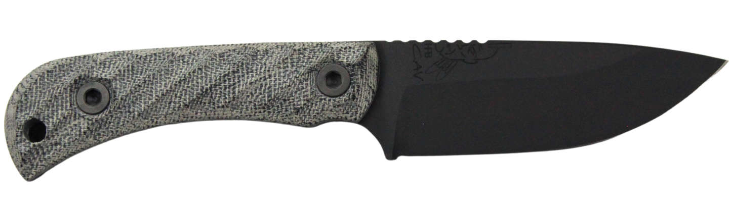Half Face Blades CAVNER JR 3.5-Inch Blade with 7.5-Inch Overall Length, S45VN Armor Black, Gray Micarta Grip