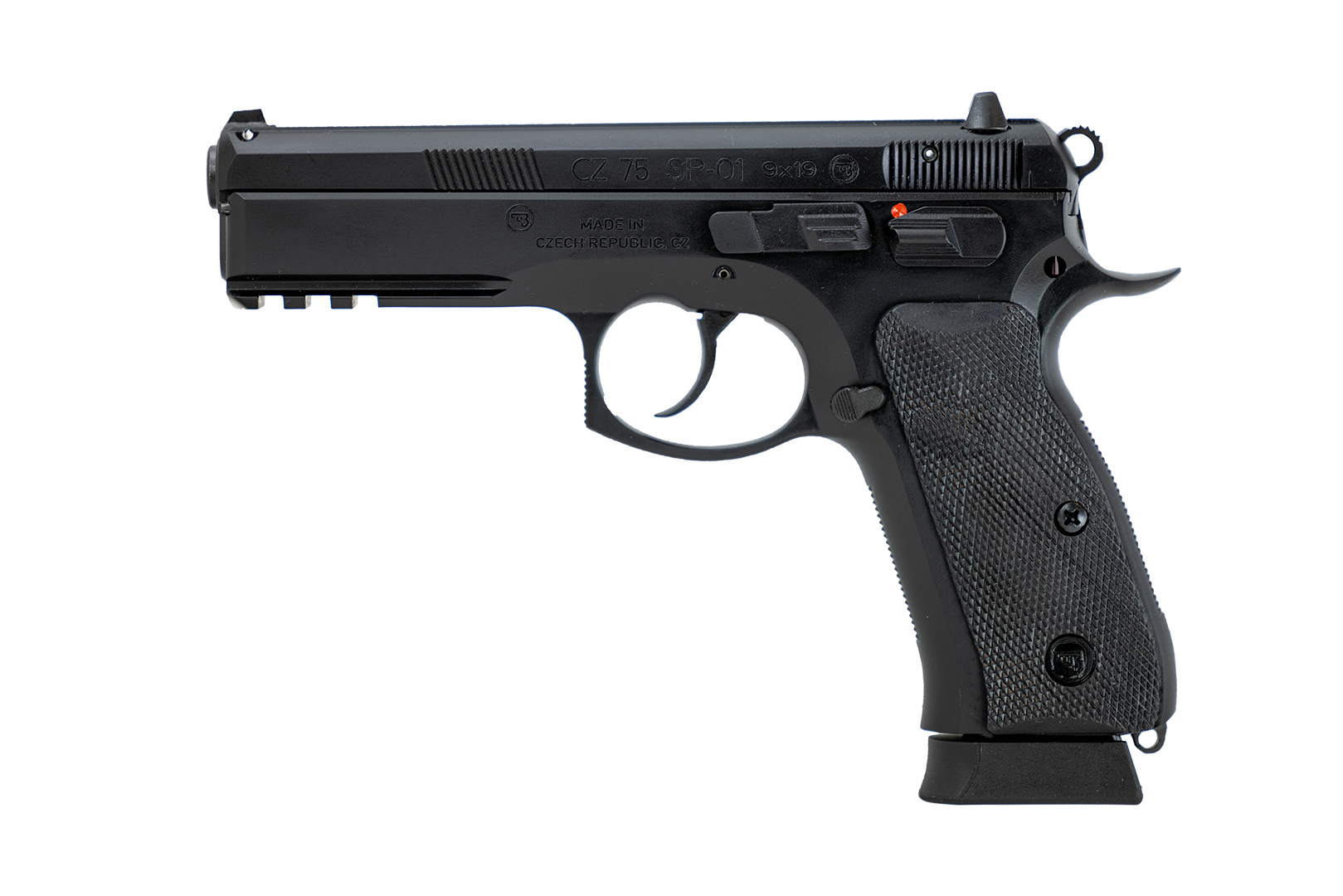 CZ 75 SP-01 9mm Pistol with Fixed Sights and Two Magazines - Black Steel Frame