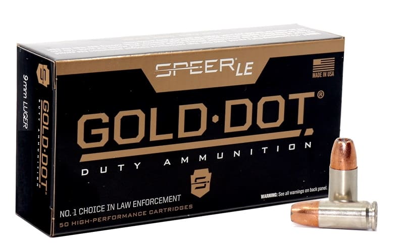 Speer CCI Gold Dot 9mm +P 124 Grain GDHP Self-Defense Ammunition, 50 Rounds per Box