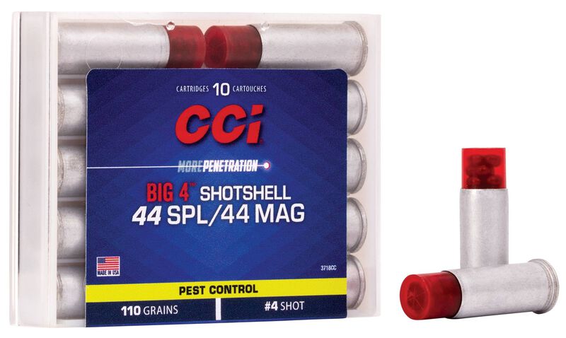 CCI 44 Special / 44 Rem Mag Big 4 Shot Shells – 110 Grain, 1000 fps, 10 Rounds per Box