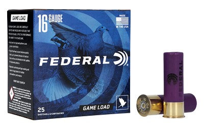 Federal 16 Gauge 2-3/4 inch High Brass Shotshells - 1 oz Lead Shot, 6 Shot Size, 25 Rounds per Box