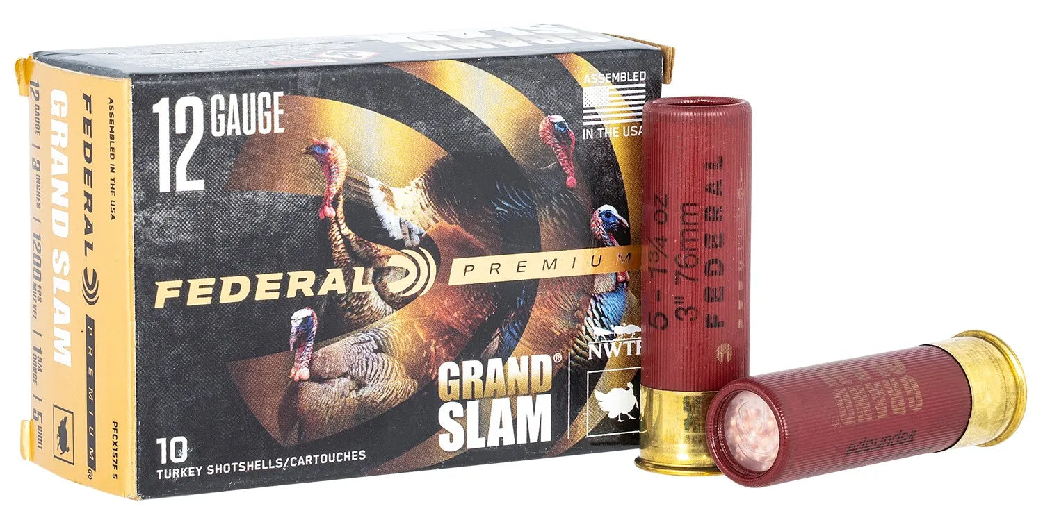 Federal Grand Slam 12 Gauge 3" Shotshells – Copper-Plated Lead, 1-3/4 oz, 5 Shot Size, 10 Rounds per Pack