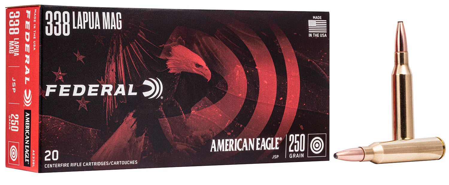Federal 338 Lapua Magnum 250 Grain Jacketed Soft Point Rifle Ammunition - 20 Rounds per Box, 10 Boxes per Case