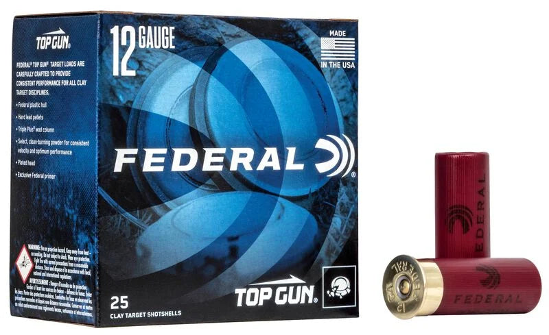 Federal Top Gun 12 Gauge 2-3/4 Inch Shotgun Shells - 1 oz Lead Shot, 8 Shot Size, 25 Rounds per Box