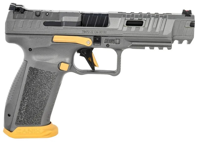 Canik Rival Grey 9mm Pistol with 5.2-Inch Barrel, 2 Magazines, and Holster – Model HG6610T-N