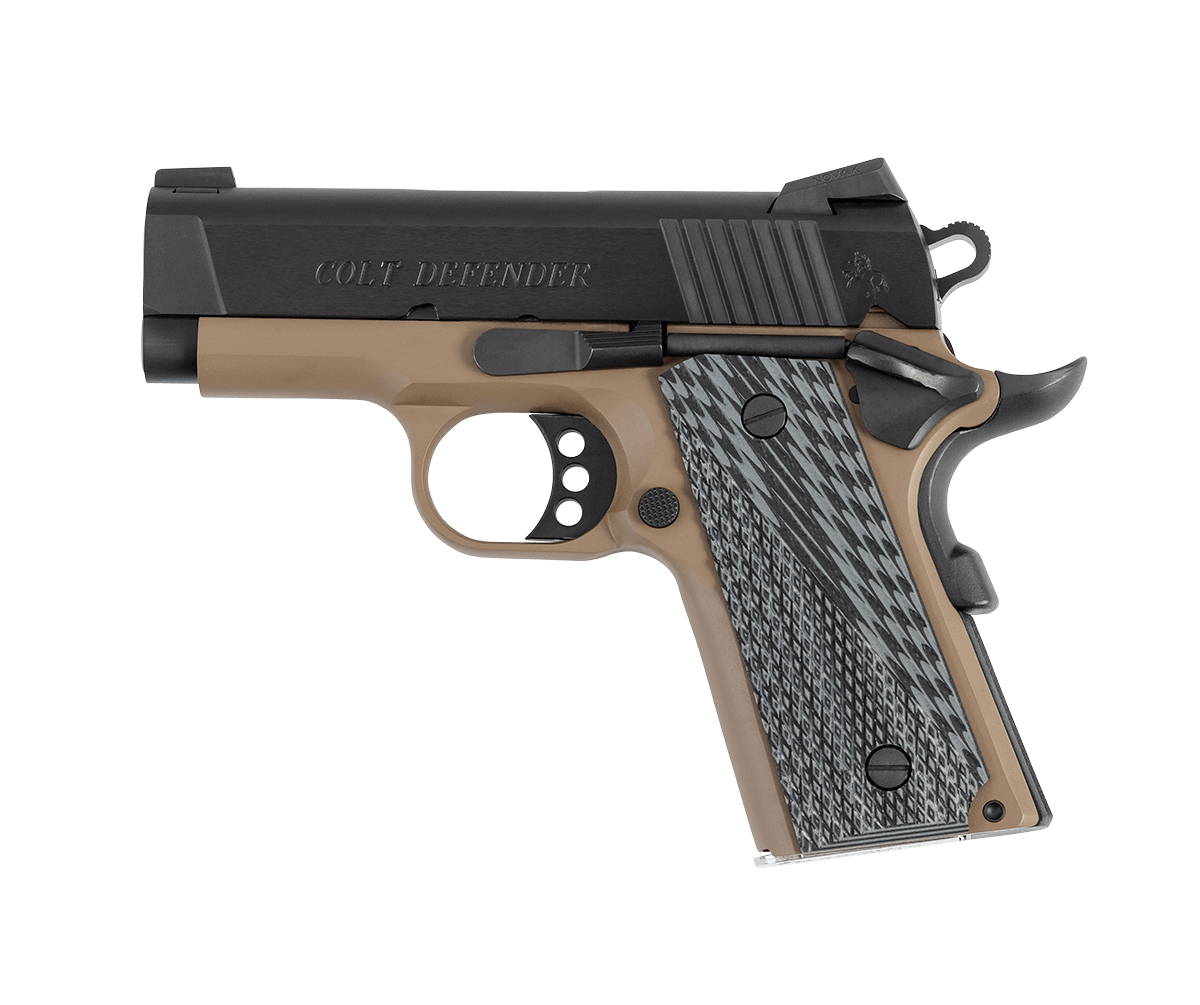 Colt Mfg 1911 Defender .45 ACP 3-Inch Officer Size Flat Dark Earth with Novak Night Sights