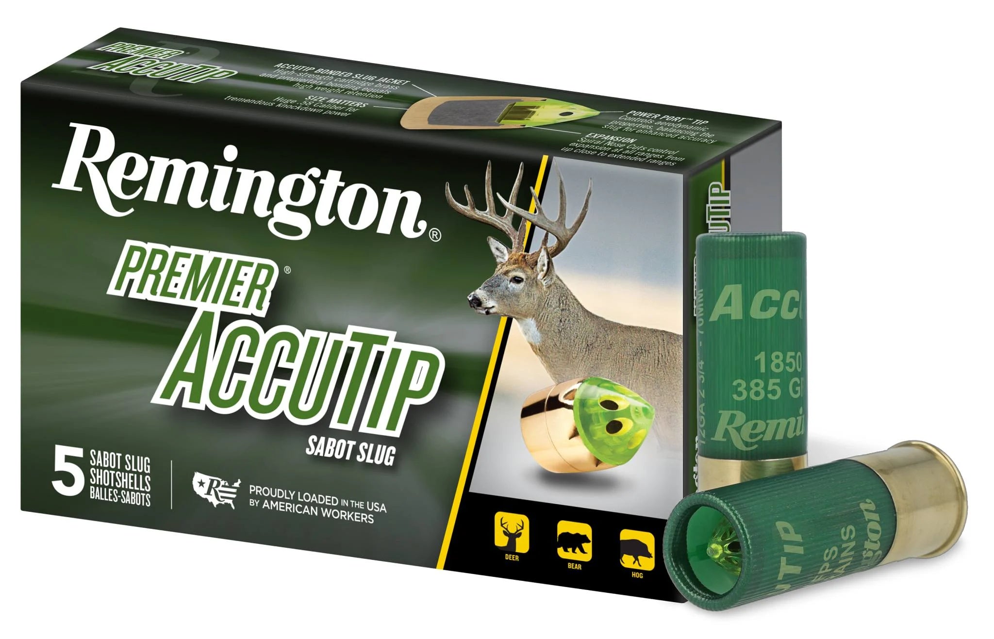 Remington Ammunition 12 Gauge 3-Inch 385-Grain Sabot Slug – 5 Rounds per Box