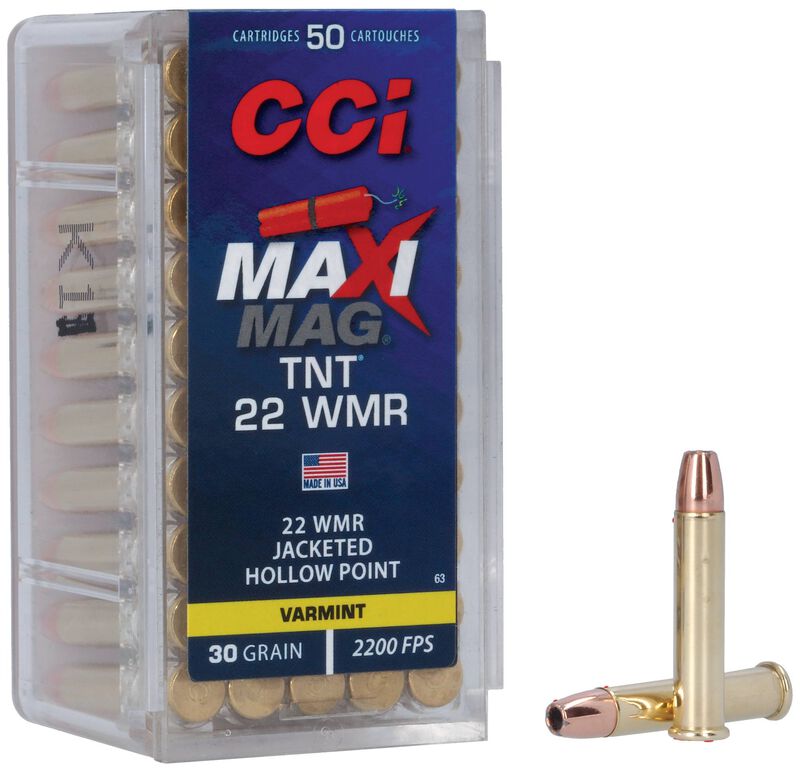 Cci 22 WMR Maxi Mag 30-Grain TNT Jacketed Hollow Point Ammunition - 50 Rounds per Box