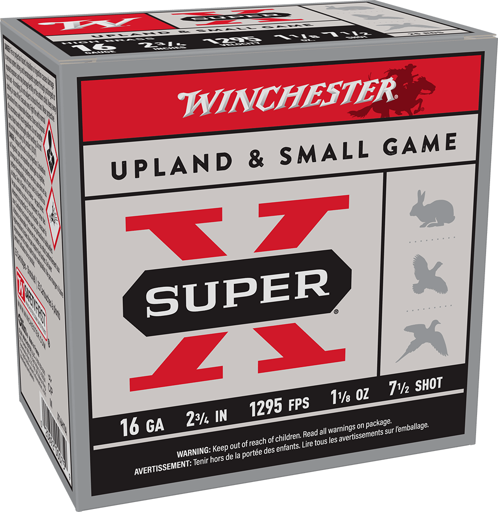 Winchester Super X Upland 16 Gauge Shotgun Shells – Heavy Game Load, 1-1/8 oz #7.5 Lead Shot, 25 Rounds per Box