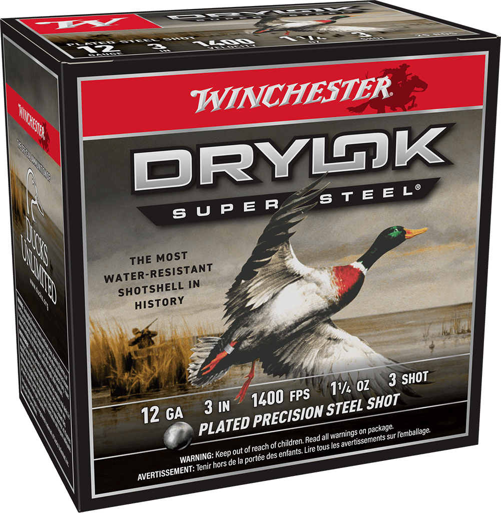 Winchester Ammo Drylok Super Steel 12 Gauge 3-Inch #3 Steel Shot, 1-1/4 Oz - 25 Rounds per Box