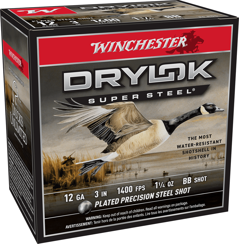 Winchester Ammo DryLok Super Steel 12 Gauge BB Shotgun Shells, 3-inch, 1-1/4 Ounce, 1400 fps, 25 Rounds per Box
