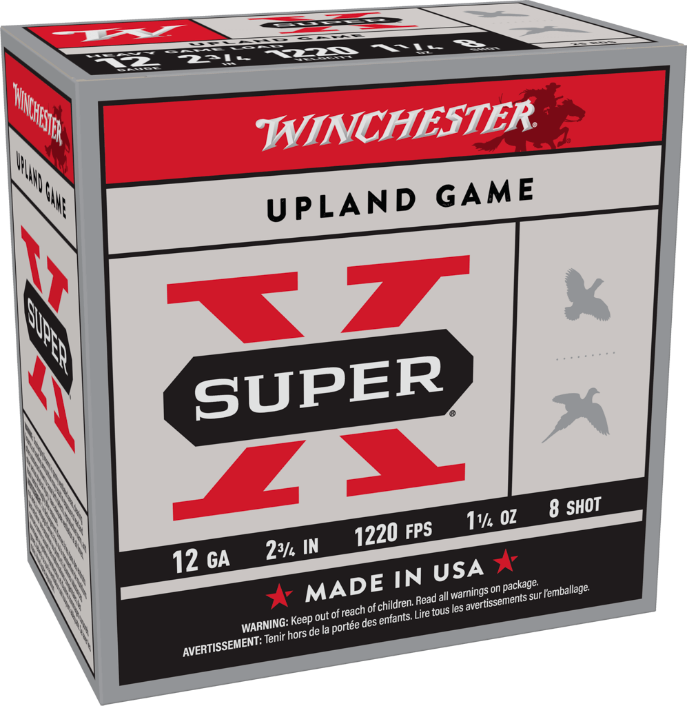 Winchester Ammo Super X Upland 12 Gauge Heavy Game Load, 2-3/4 Inch, #8 Shot, 1-1/4 oz, 25 Rounds per Box