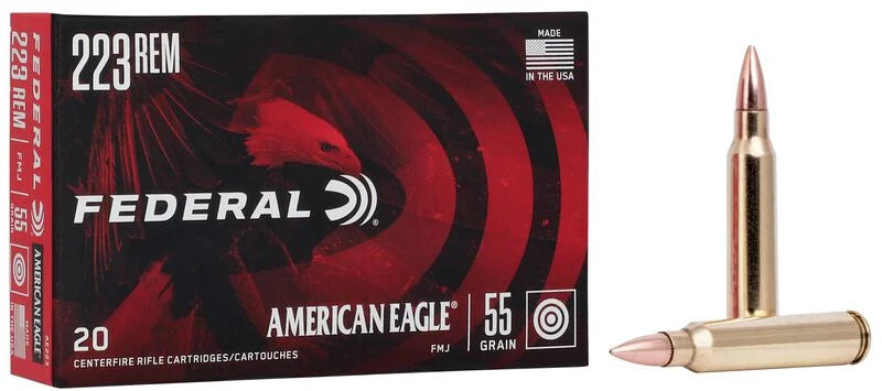 Federal AE223 .223 Remington 55 Grain FMJ Boat-Tail Rifle Ammunition - 20 Rounds per Box