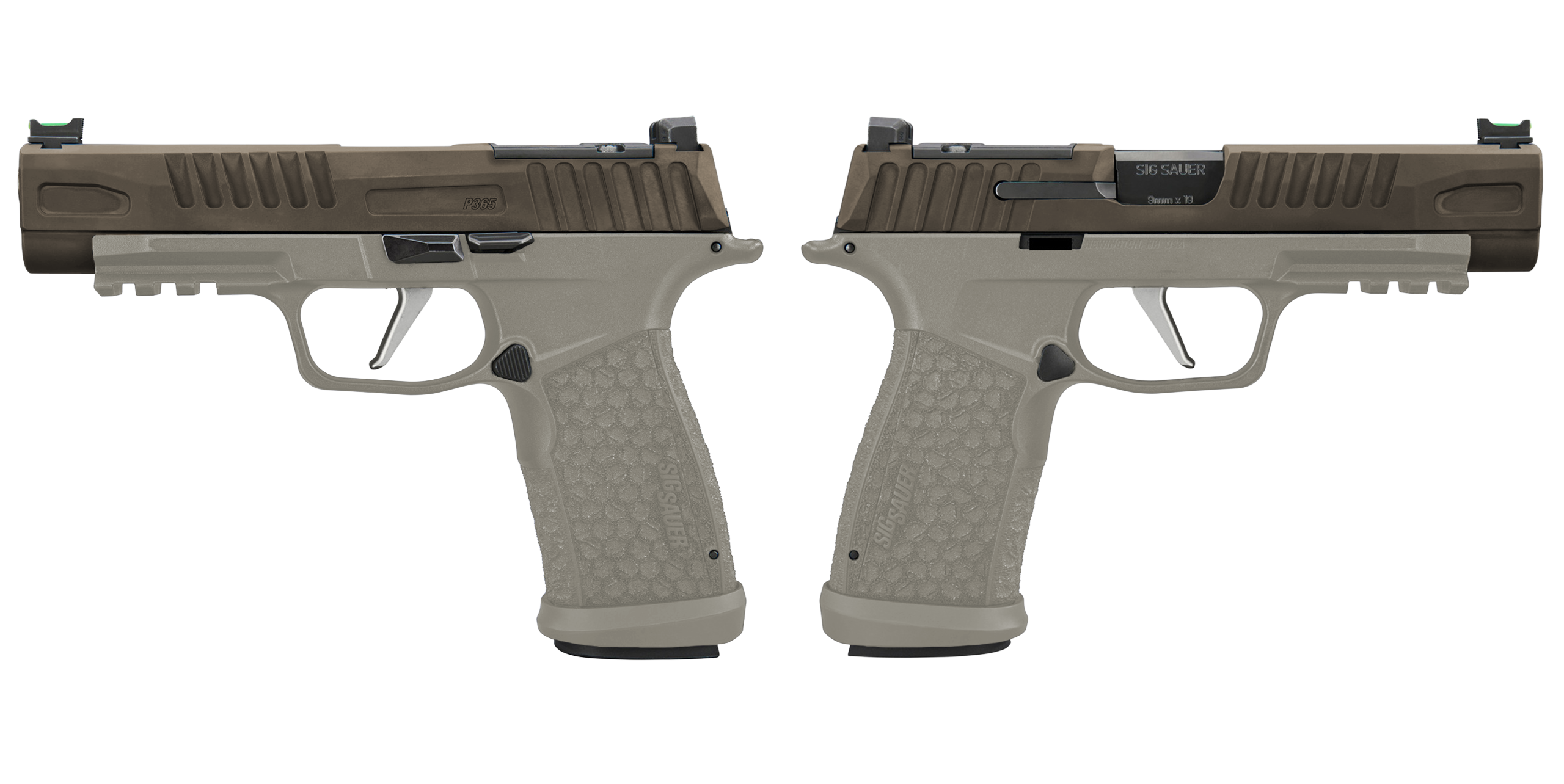 SIG Sauer P365 FUSE 9mm 4.3-Inch 2-Tone Bronze and Tan Optics-Ready Pistol, 17-Round and 21-Round Magazines