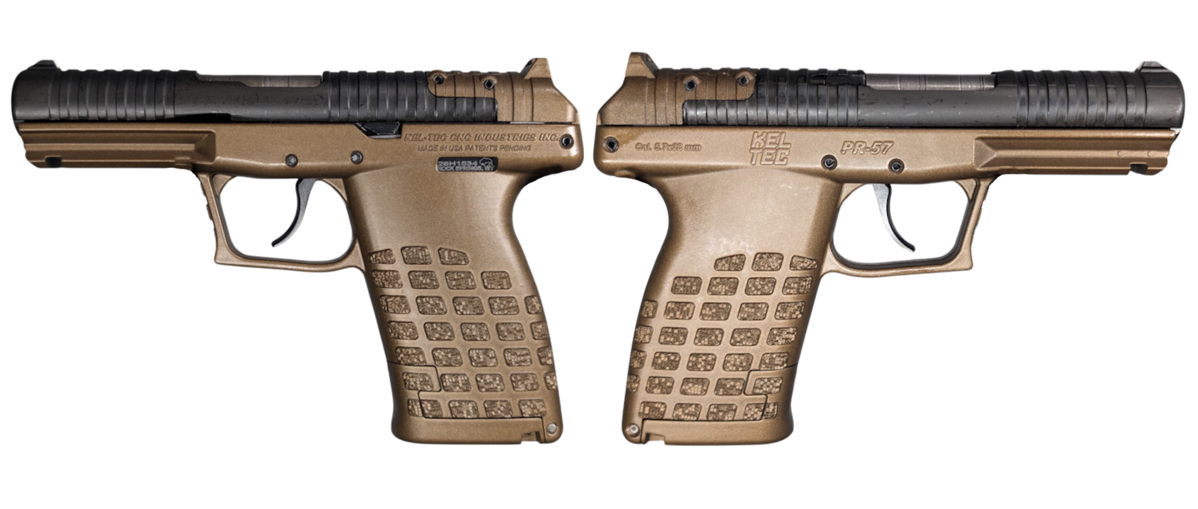 Kel Tec PR57 5.7x28 Compact Pistol with 4.64-inch Rotary Stainless Steel Barrel, Optic Ready, Burnt Bronze Finish, 20+1 Capacity with 2 Stripper Clips