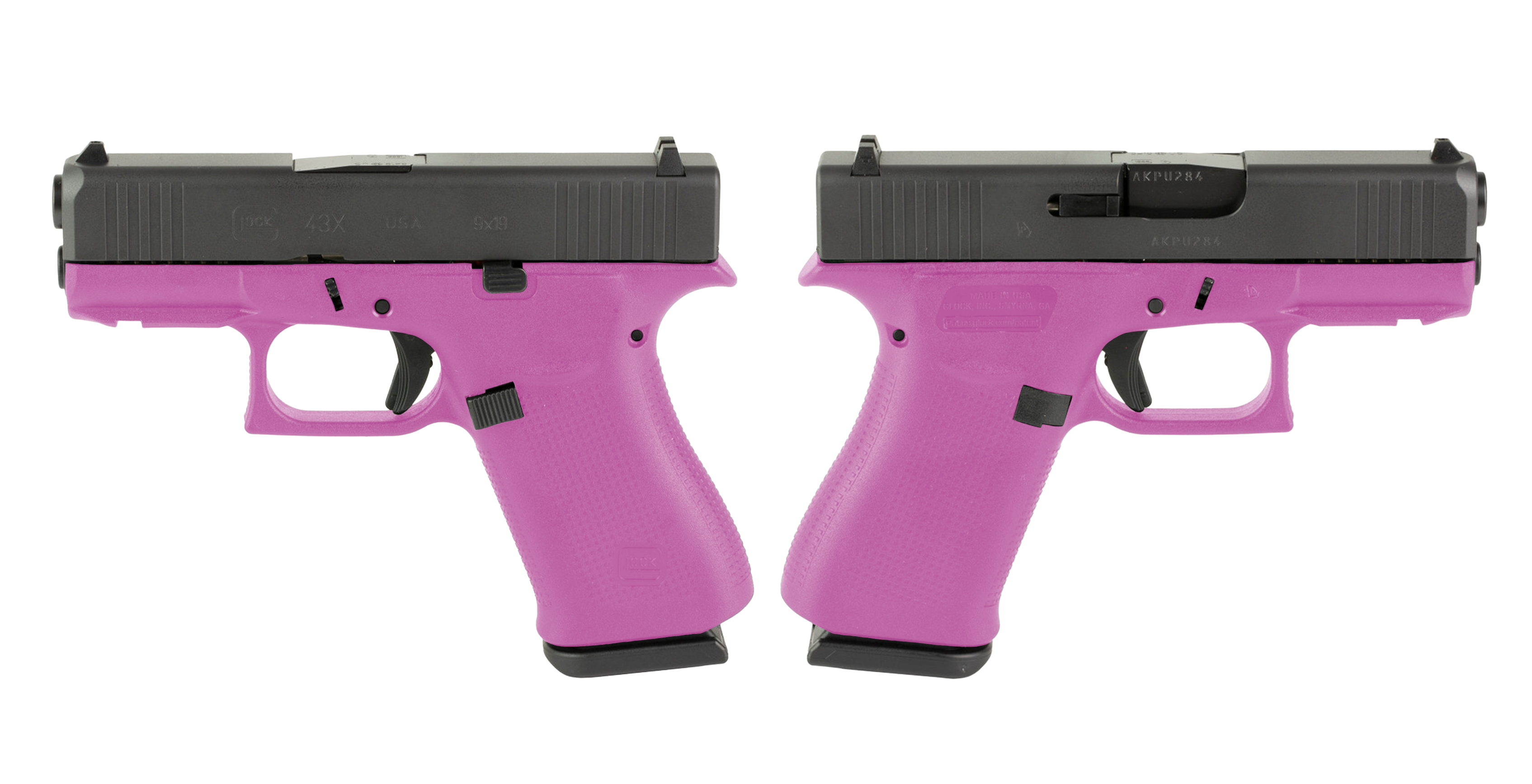 Glock G43X 9mm Pistol with Hot Pink Night Sights and 2 Magazines