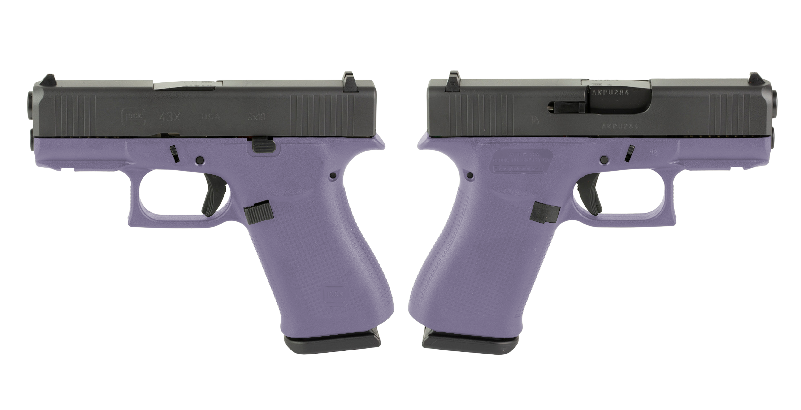 GLOCK G43X 9mm Pistol with Purple Orchid Night Sights and Two 10-Round Magazines
