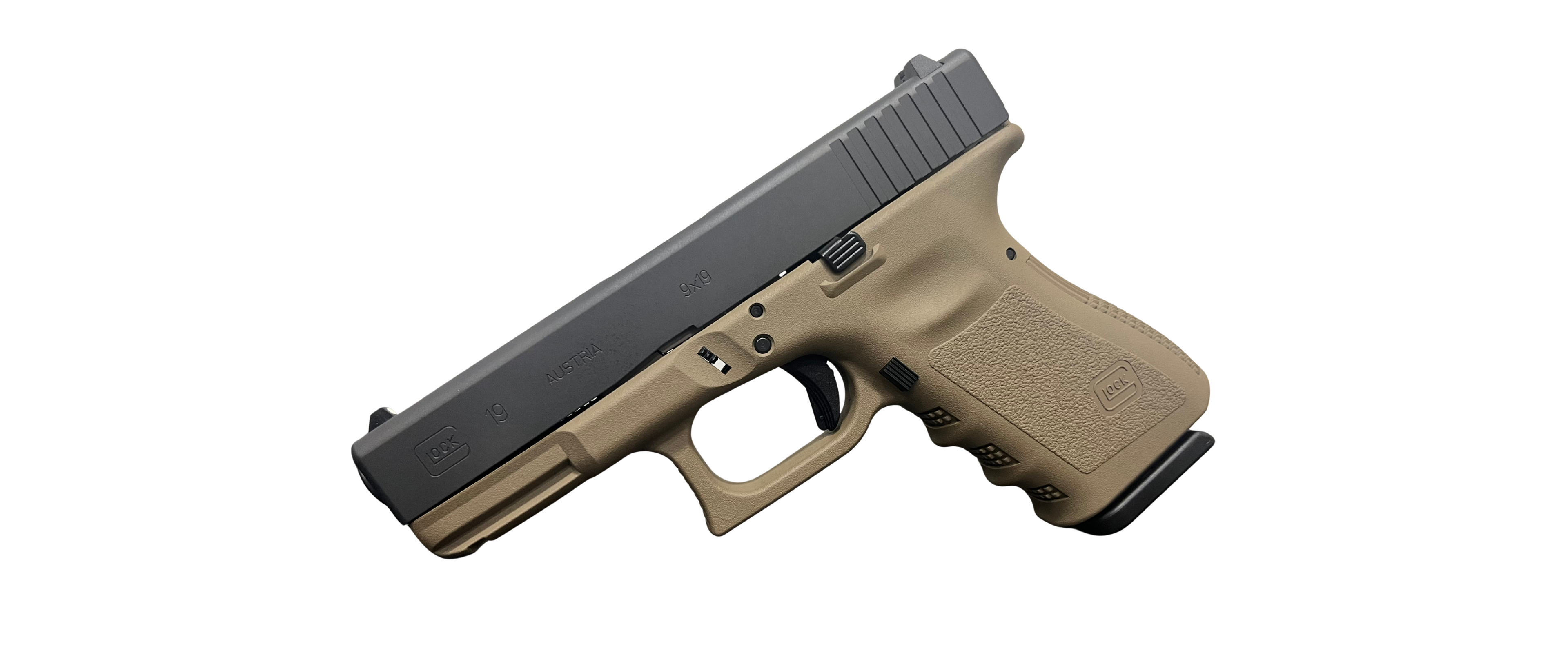 Glock G19 Gen 3 9mm Pistol with FDE Frame and 15-Round Magazines