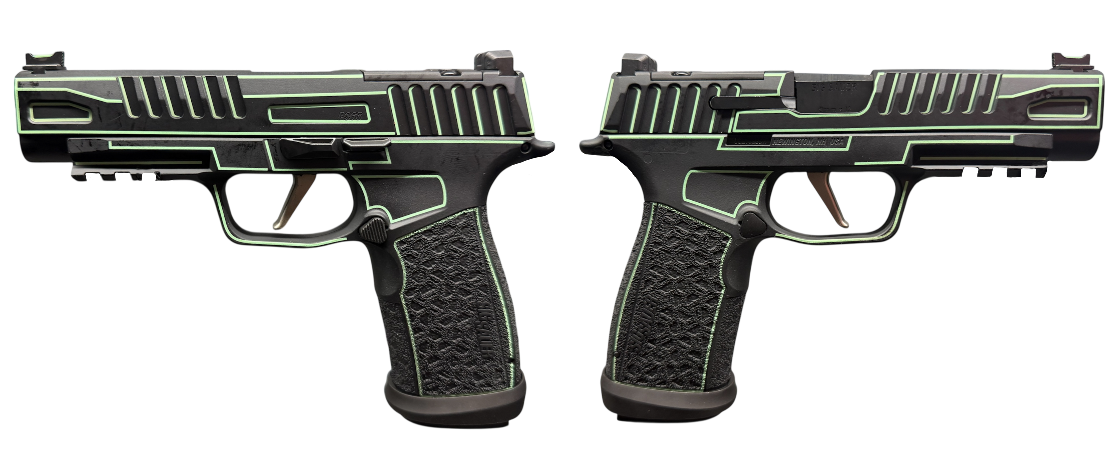 Sig Sauer P365 Fuse 9mm 4.3-inch Black and Lime Green Outline Optics Ready