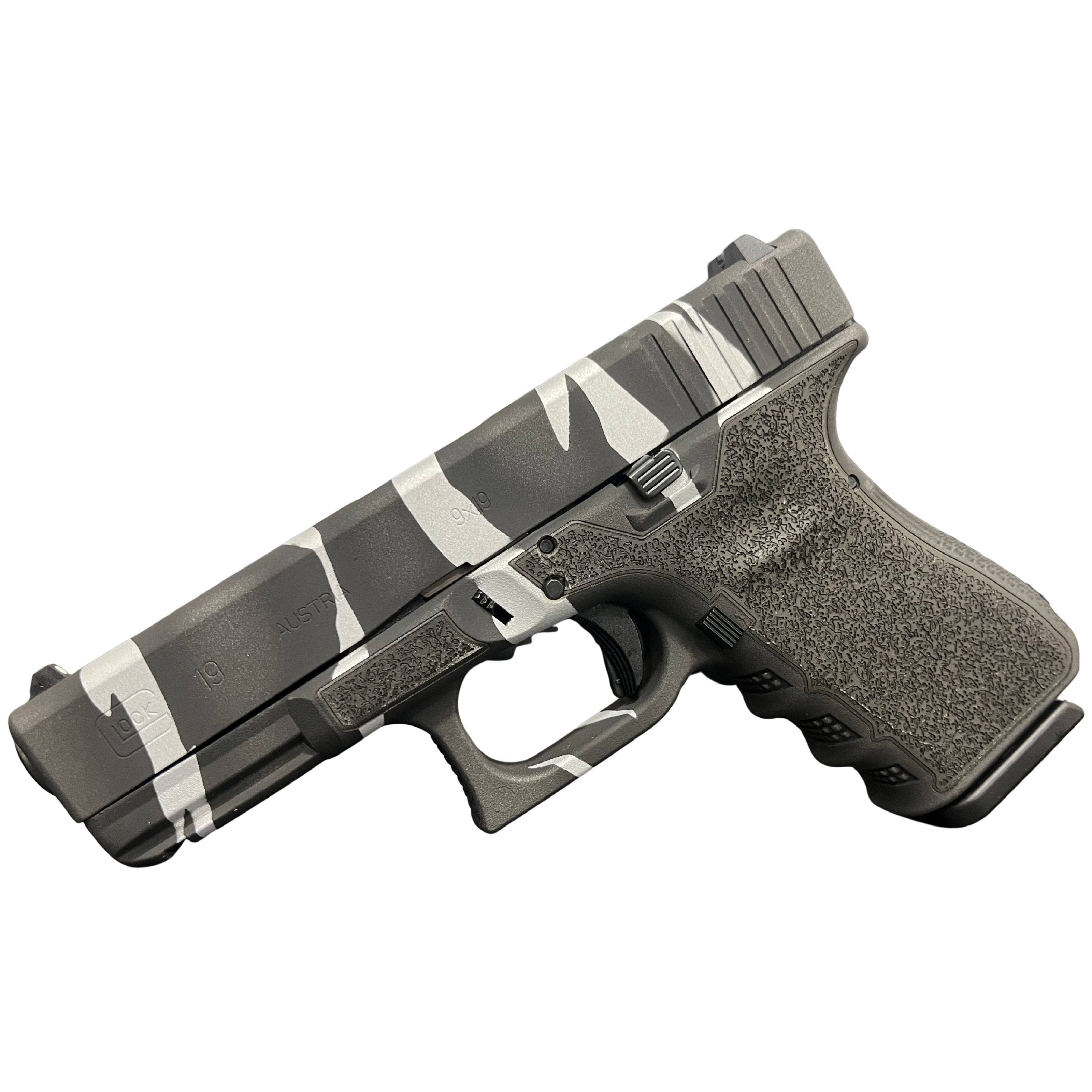 GLOCK 19 Gen 3 Gray Tiger 9mm Pistol with 4.01" Fixed Slide and 2 Magazines