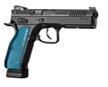 CZ Shadow 2 9mm Pistol with Black Polycoat Finish and Blue Aluminum Grips - Includes 3 Magazines