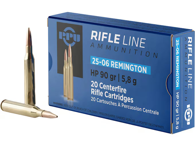 PPU 25-06 Remington 90-Grain Hollow Point Ammunition - 20 Rounds per Box, 10 Boxes per Case