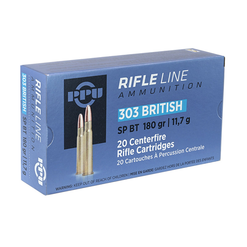 PPU 303 British 180 Grain Soft Point Ammunition – 20 Rounds per Box, 10 Boxes per Case