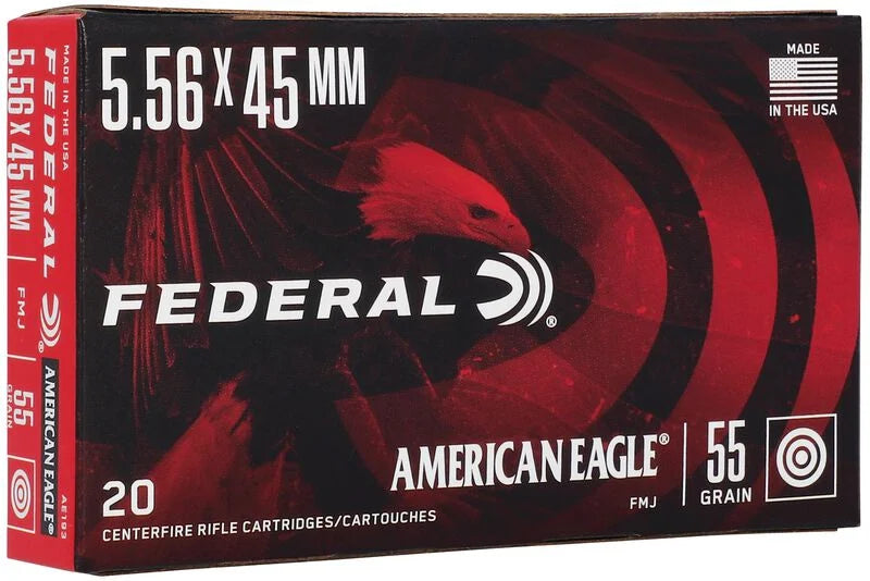 Federal American Eagle 5.56 NATO 55 Grain FMJBT — 20 Rounds