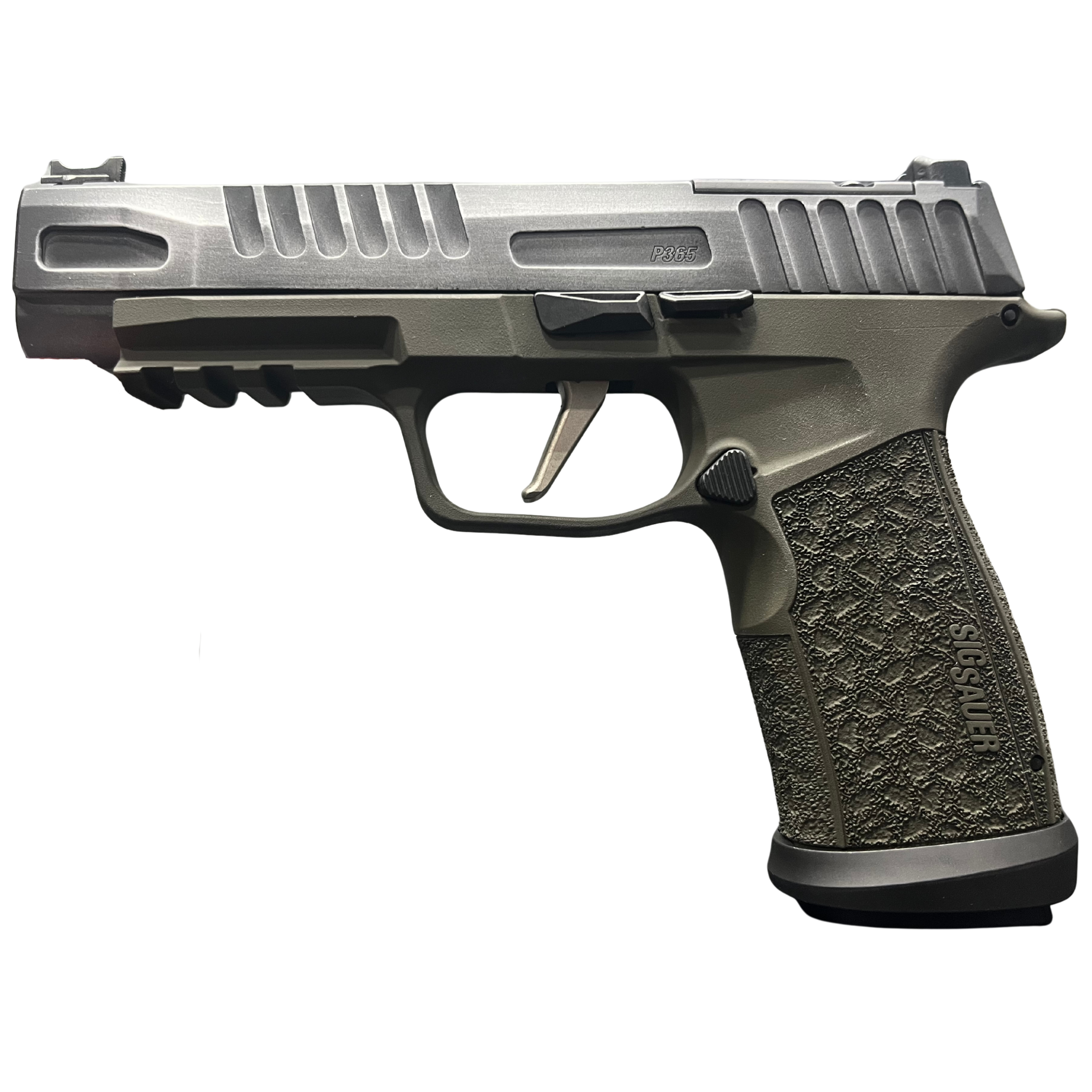 Sig Sauer P365 XF 9mm with 4.3-inch Crushed Silver Battleworn Finish and Extended Magazines