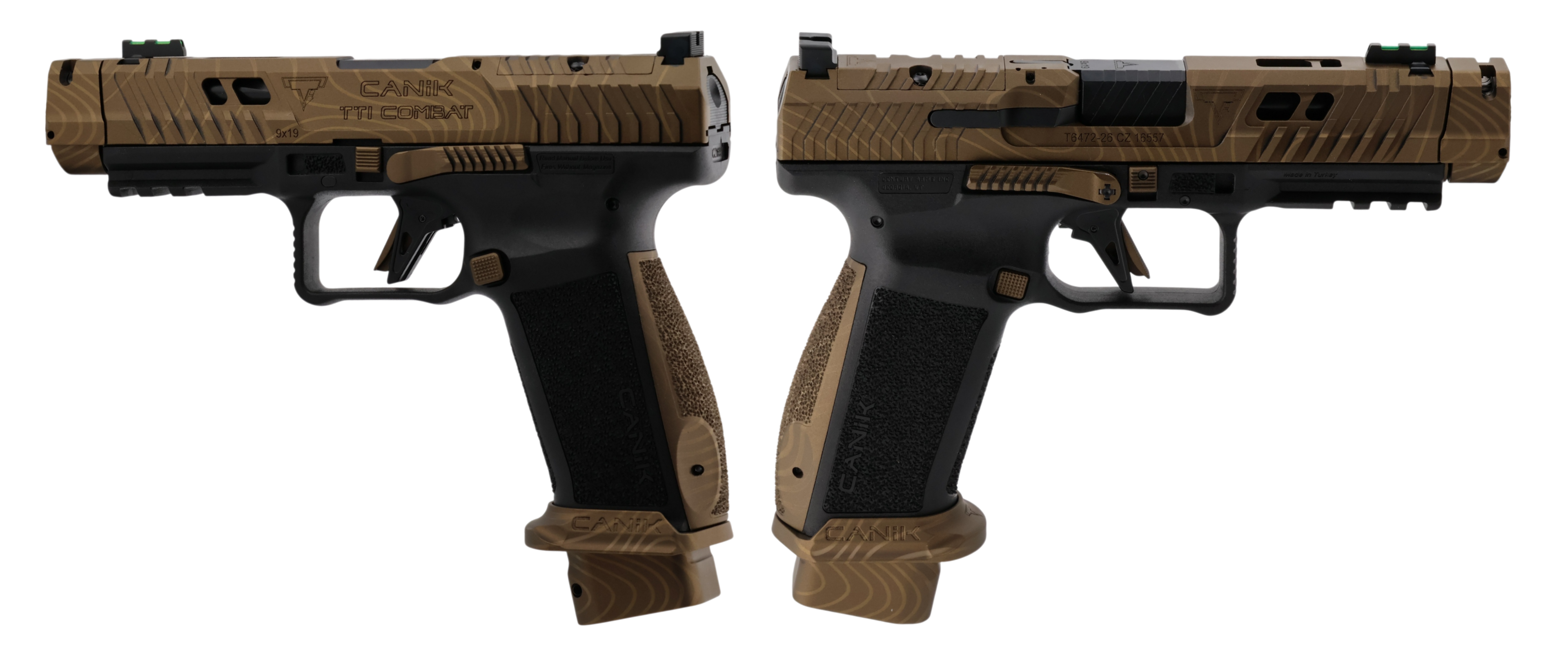 Canik Century TTI Combat Topo 9mm Pistol with Engraved Bronze and Black Finish