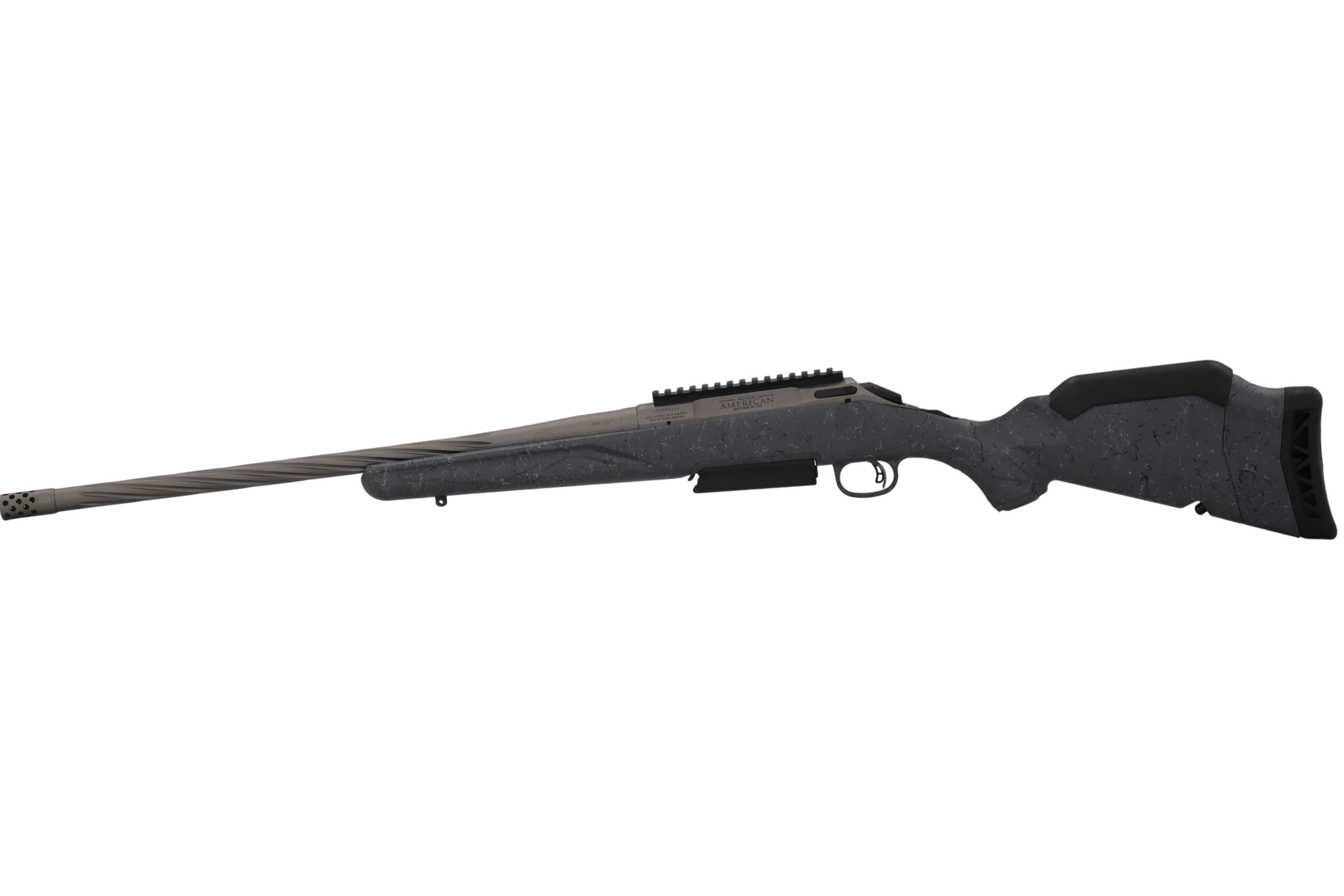 Ruger American G2 Wilderness Topo Rifle with 20-inch Spiral Fluted Barrel in Gray Splitter - Model TAYLOR CUSTOMS