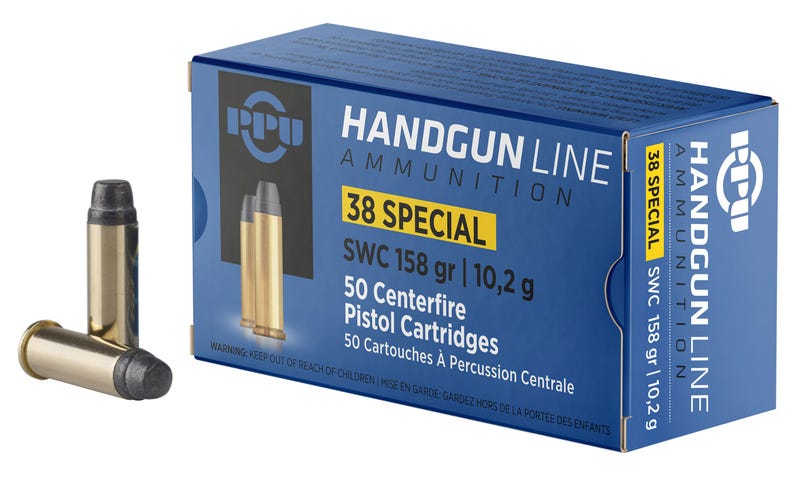 PPU .38 Special 158 Grain Lead Round Nose Ammunition - 50 Rounds per Box