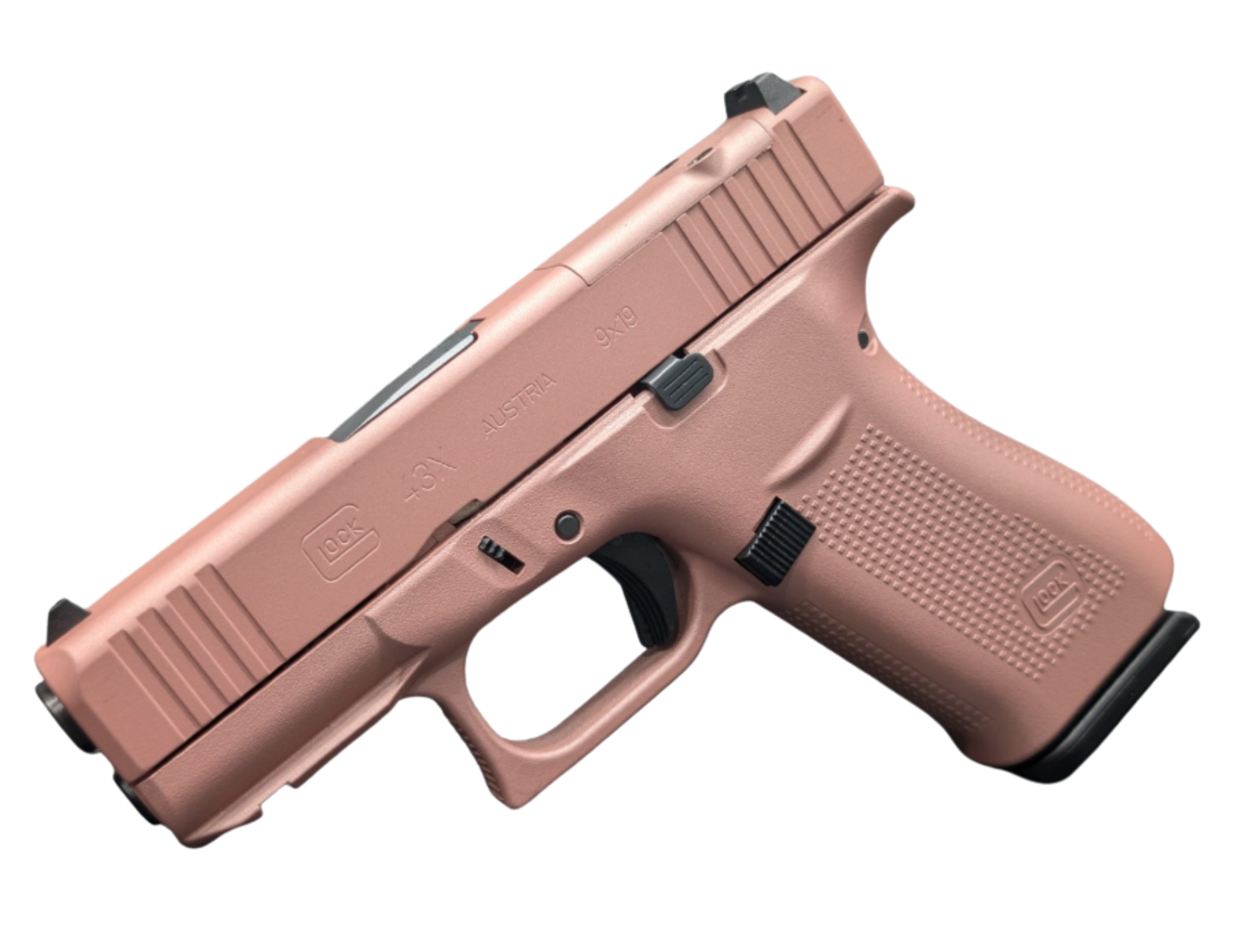 Glock G43X MOS Rose Gold FS 9mm Pistol with 3.39-inch Fixed Barrel and Two 10-Round Magazines