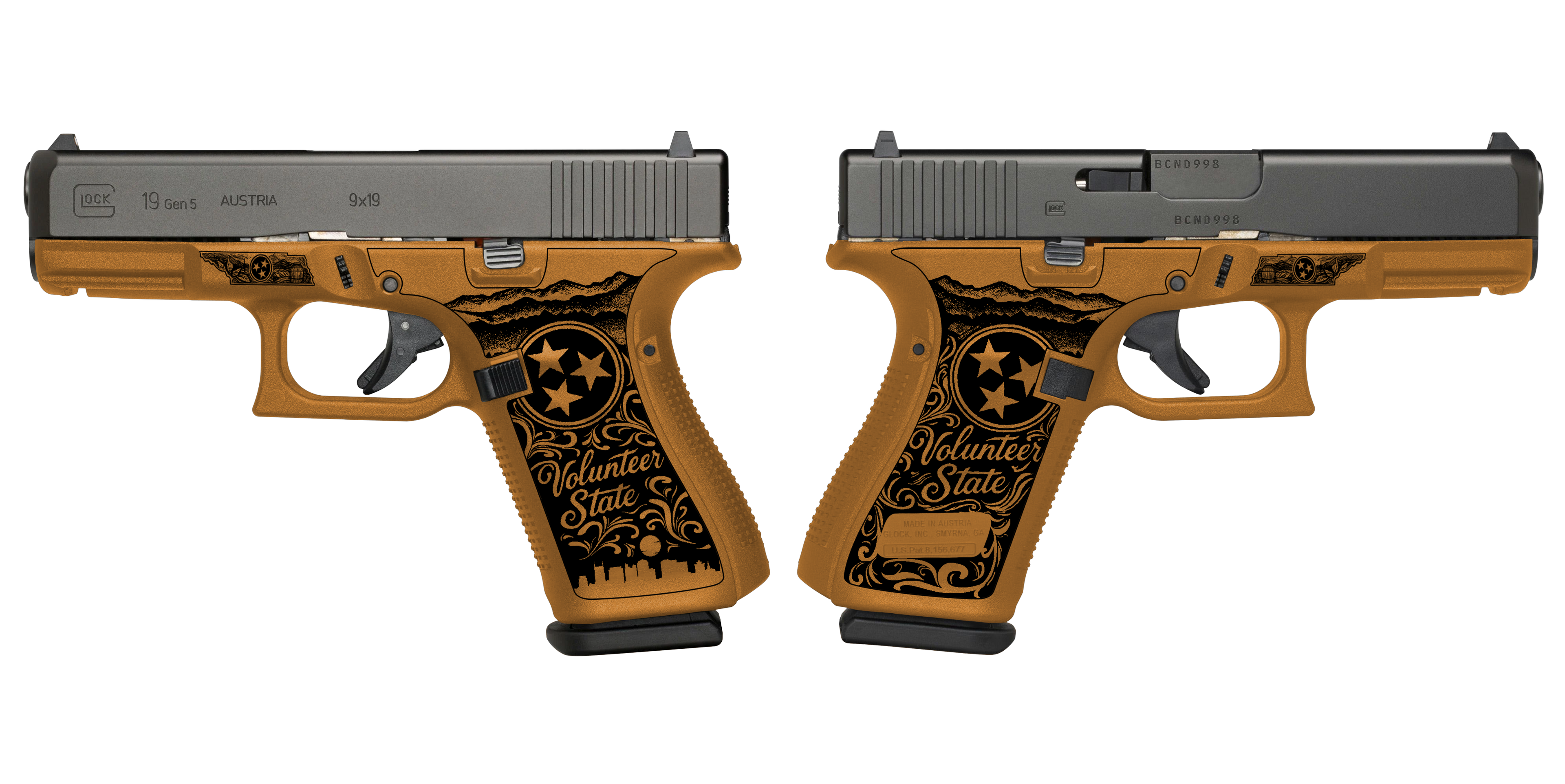 Glock G19 Gen 5 Tennessee Orange 9mm Pistol – 4.02-inch Fixed Barrel, 5.5 lb Trigger, 3-15 Round Mag - Cash America Exclusive