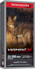 Winchester Ammo .22-250 Remington VarmintX Extreme Point 55 Grain - 20 Rounds per Box, 10 Boxes per Case
