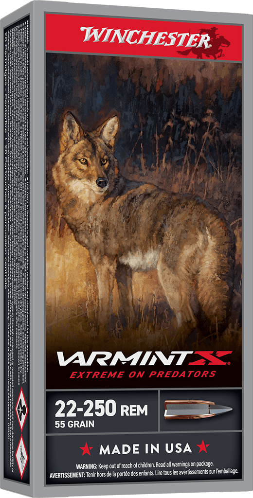 Winchester Ammo .22-250 Remington VarmintX Extreme Point 55 Grain - 20 Rounds per Box, 10 Boxes per Case