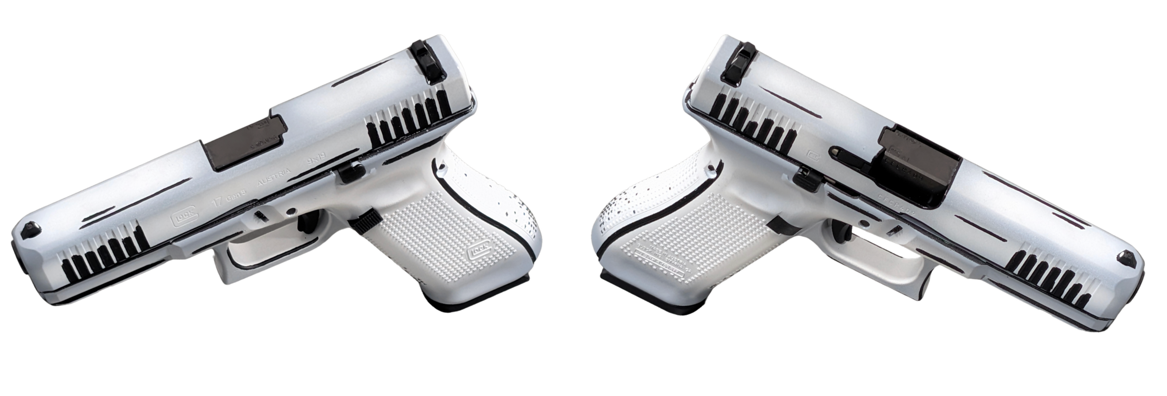 Glock G17 Gen 5 White Sketch FS 9mm Pistol with 4.49-inch Fixed Barrel and Three 17-Round Magazines