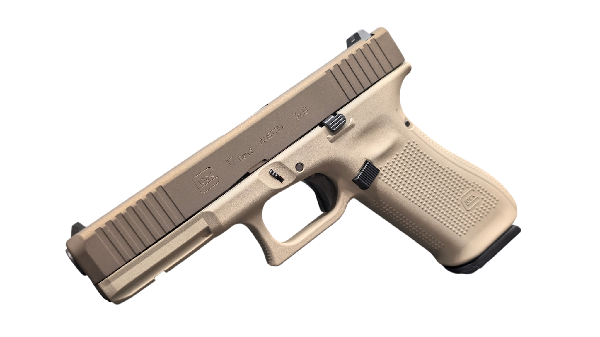 Glock GLOCK 17 Gen 5 FS Two-Tone 9mm Pistol - Tan/Bronze Finish with 3 Magazines