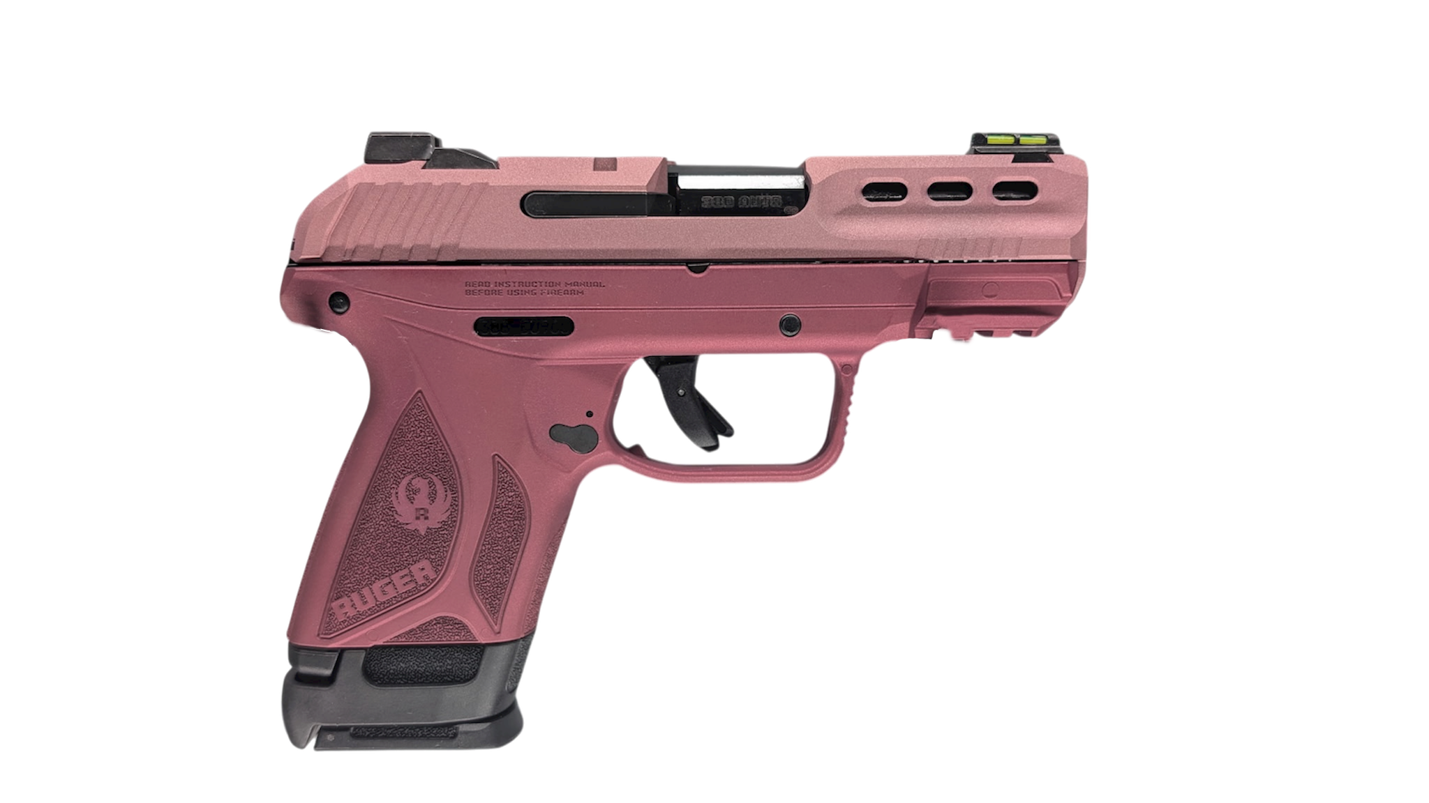 Ruger Security 380ACP Two Tone Blush Pistol with 3.42-Inch Barrel - 15+1 Rounds, Black Finish with Front Sight